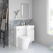 New & Boxed 906mm Olympia Gloss White Drawer Vanity Unit - Lyon Pan, Left Hand.Basin, Unit And Pan