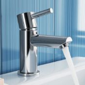 New & Boxed Gladstone Basin Mixer Tap. Tb2013.Chrome Plated Solid Brass Mirror Finish Simple