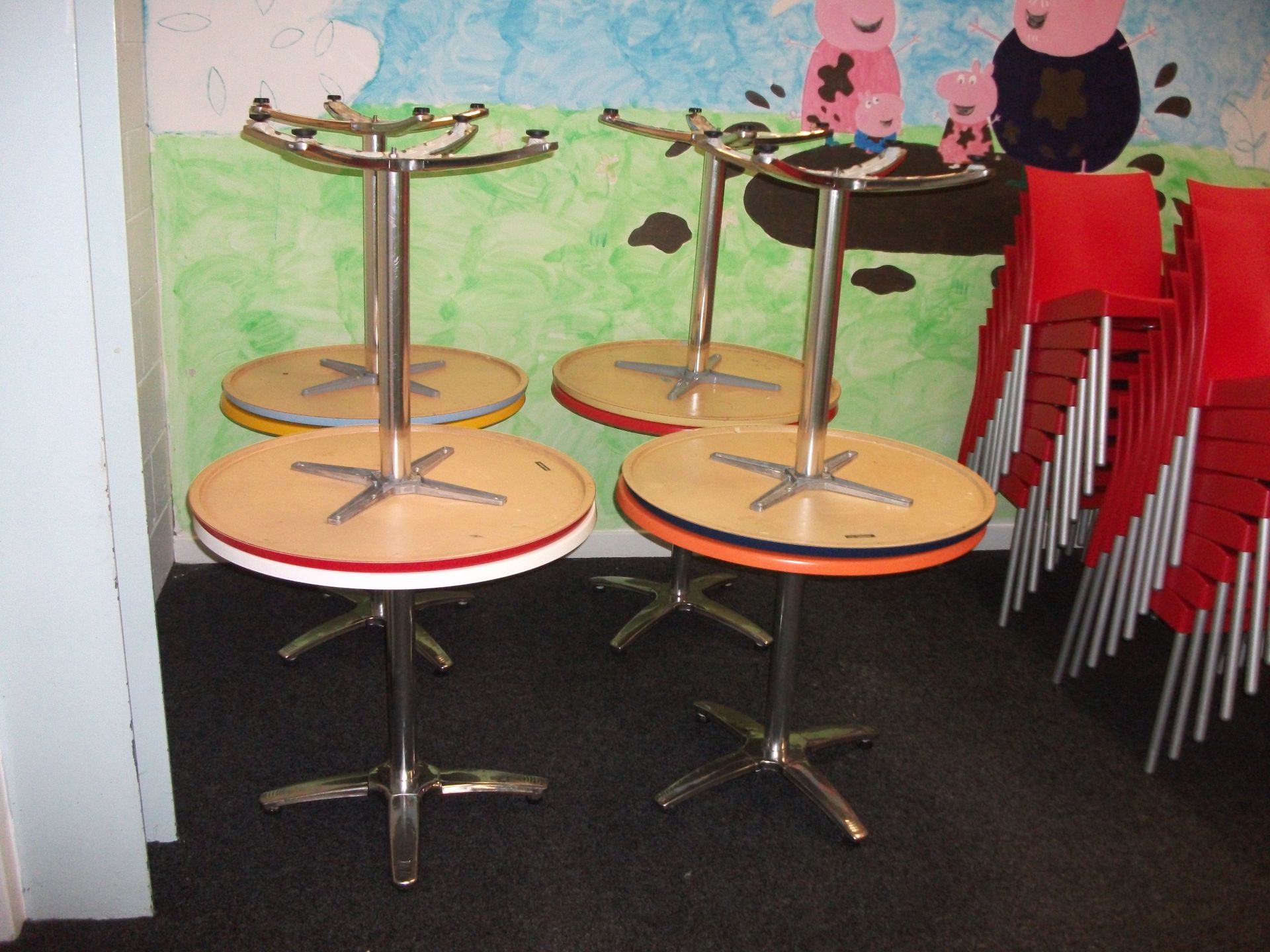 4 x Various Chromed Based Circular Bistro Tables