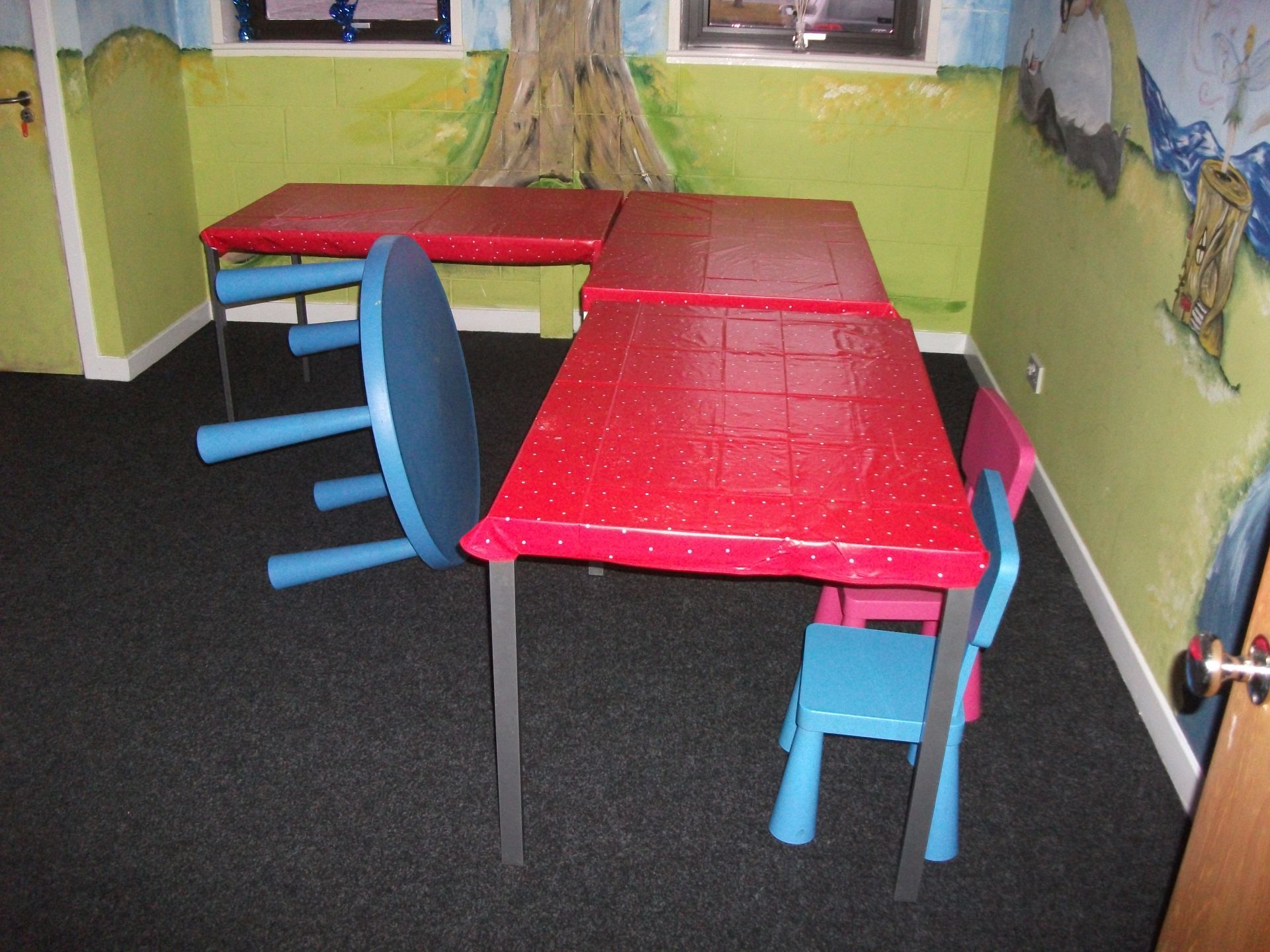 9 x Rectangular Tables with 20 x Plastic Chairs, W - Image 2 of 2