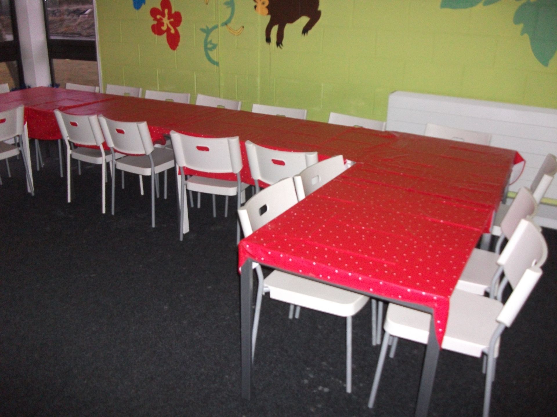 9 x Rectangular Tables with 20 x Plastic Chairs, W