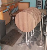 5 Round flip top café tables with 4 vintage style steel and wood chairs – (Located 7A Castle Street,