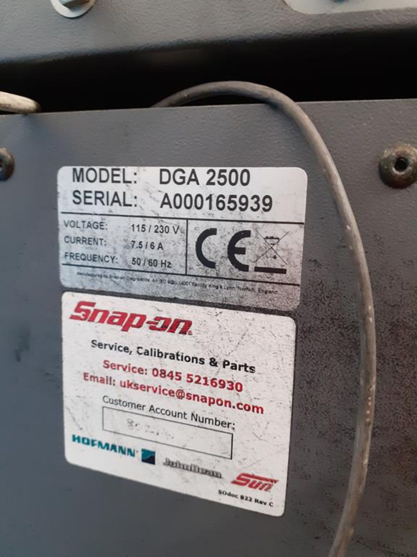 Snap-On Sun DGA 2500 Smoke Analyser and Emissions Machine (Petrol and Diesel). - Image 8 of 10