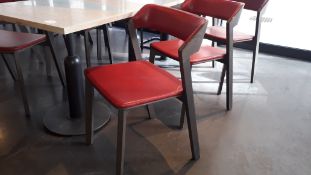6 Ton Merano by Alex Gufler burgundy leather upholstered hardwood chairs