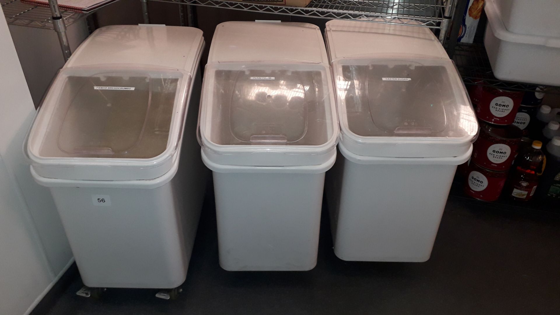 Three Vogue plastic Dry Goods Bins (contents to be removed with lot)