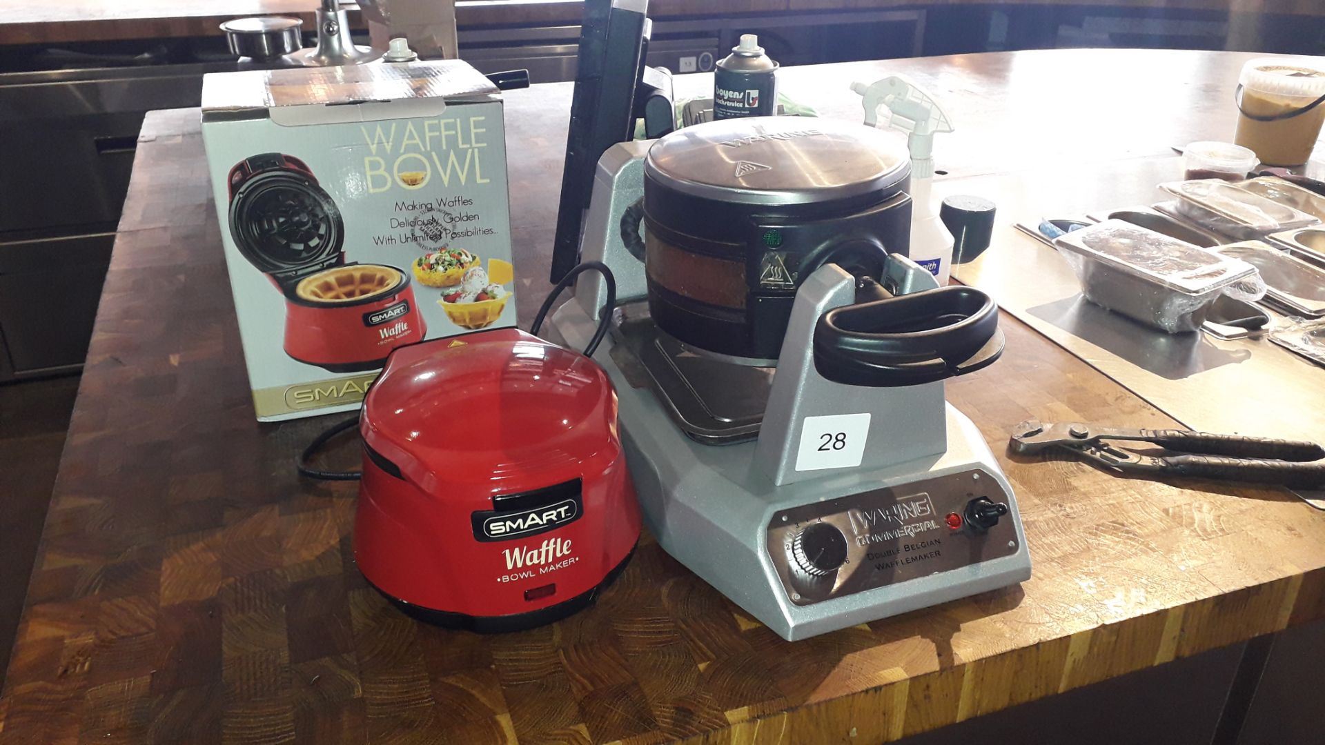 Waring WW200K double Belgian waffle maker and Smart SWB7000 waffle bowl maker