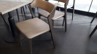 6 Ton Merano by Alex Gufler mushroom leather upholstered hardwood chairs
