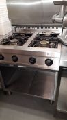 Charvet One B00105 stainless steel four burner Range on stand (80-B-G4FN), serial number 17-04754