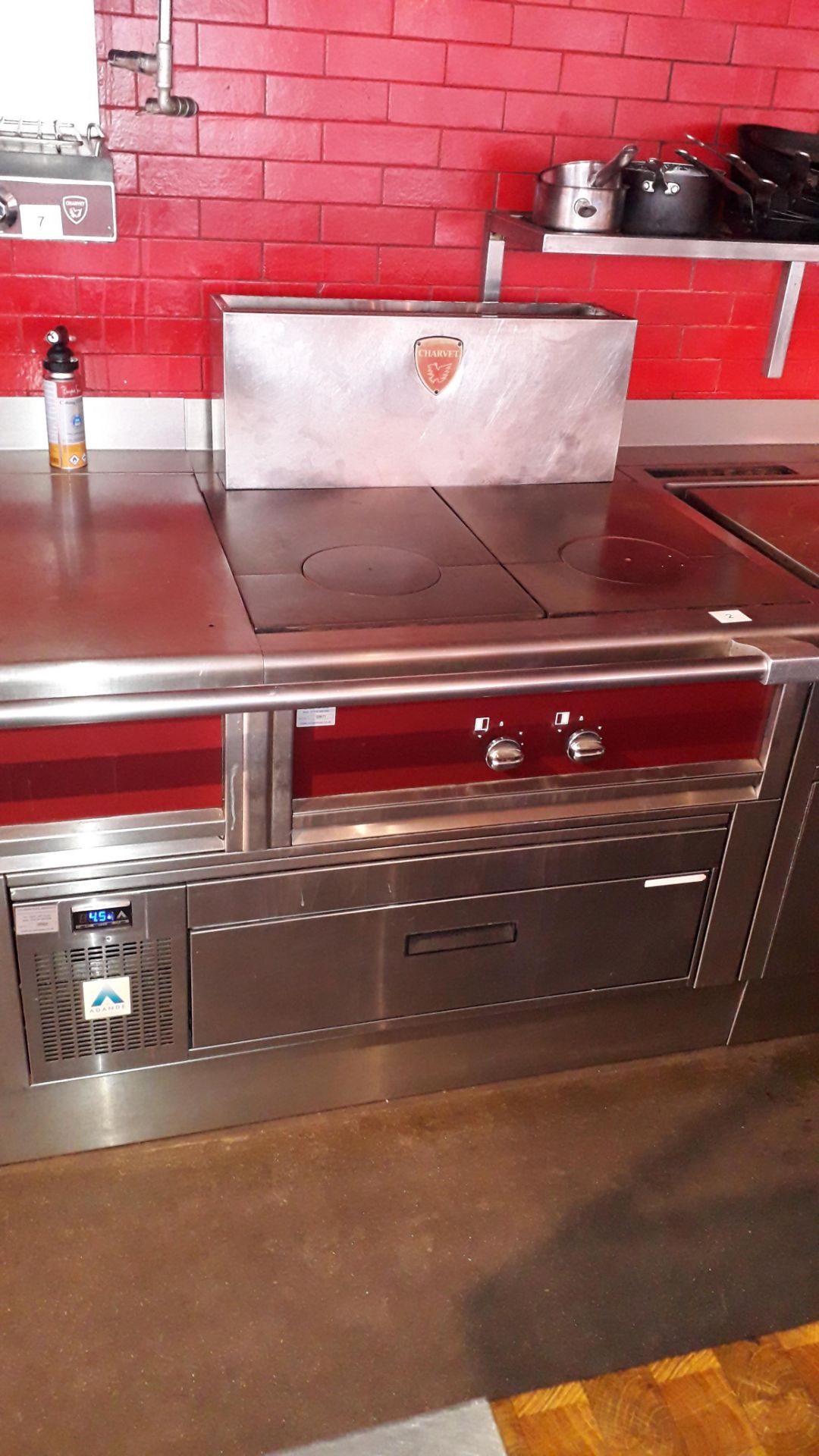 Charvet stainless steel four burner Range with work surface section, 425mm x 806mm and Adande single - Image 5 of 12