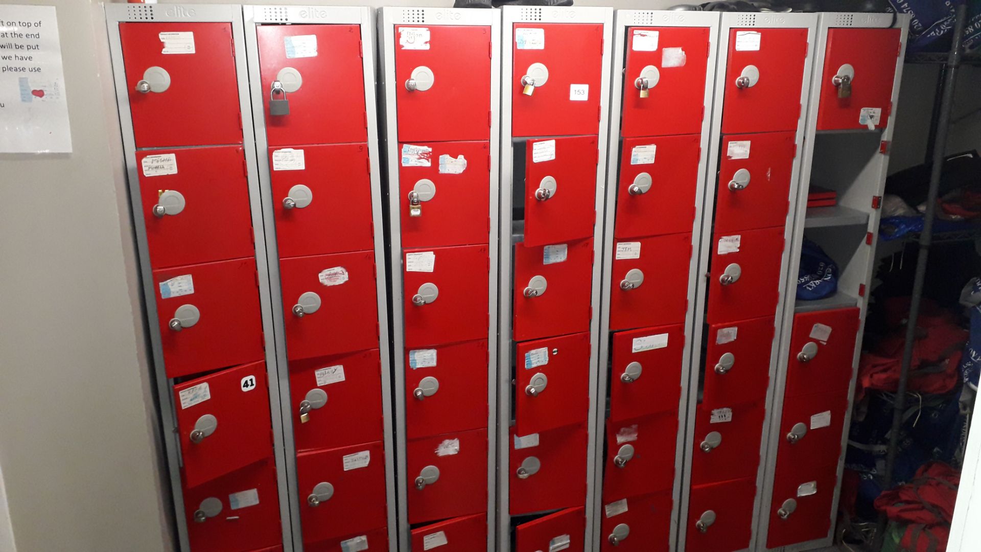 7 Elite 6 compartment steel staff lockers, 1866 x 300 x 450mm and wire shelving unit - Image 2 of 3