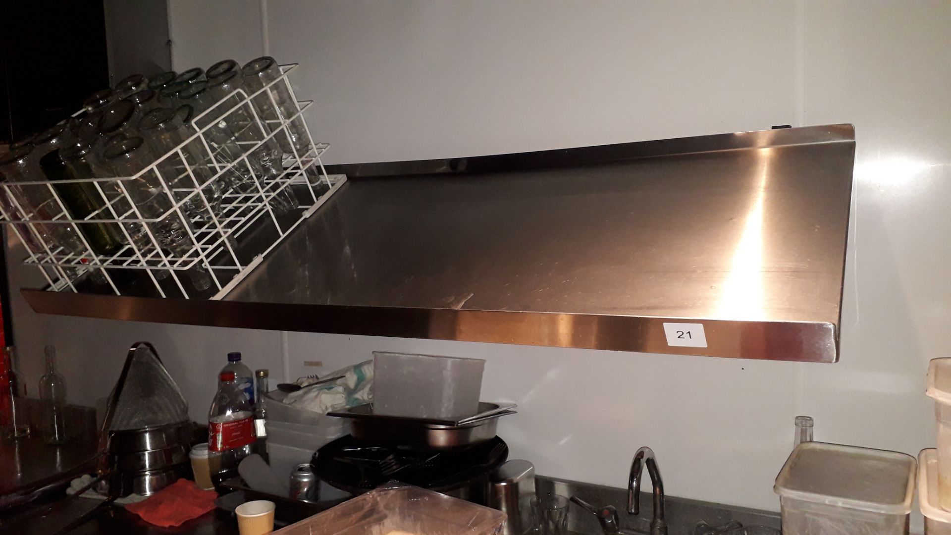 Stainless steel wall mount inclined shelf, 1600mm and stainless steel wall mount draining shelf,