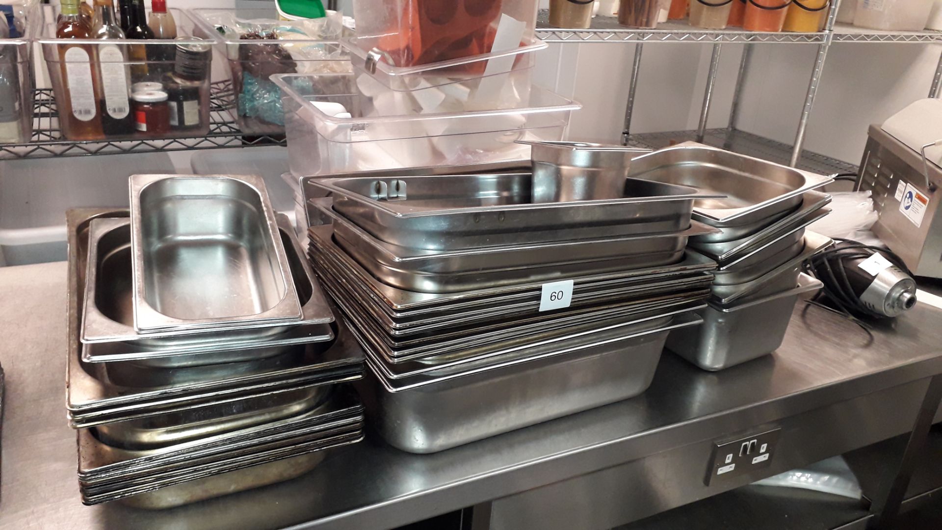 Quantity of stainless steel Gastronorm Trays