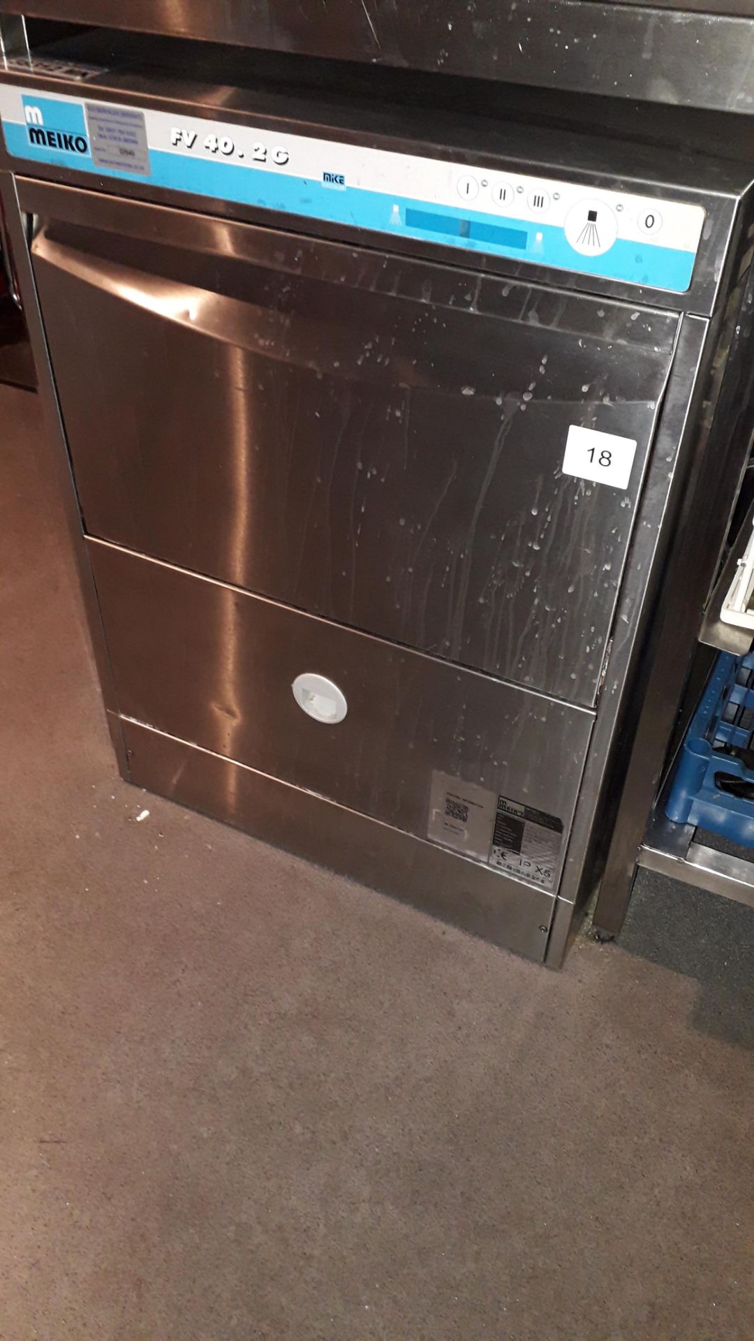 Meiko FV40.2G stainless steel Glasswasher, serial number 10347770