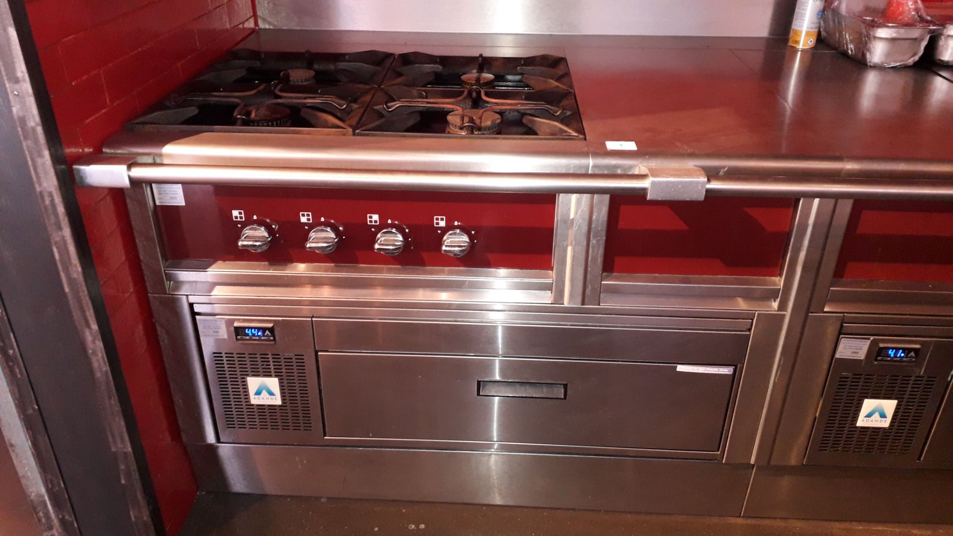 Charvet stainless steel four burner Range with work surface section, 425mm x 806mm and Adande single - Image 2 of 12