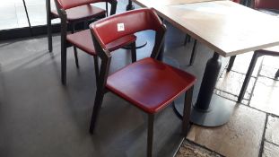 6 Ton Merano by Alex Gufler burgundy leather upholstered hardwood chairs