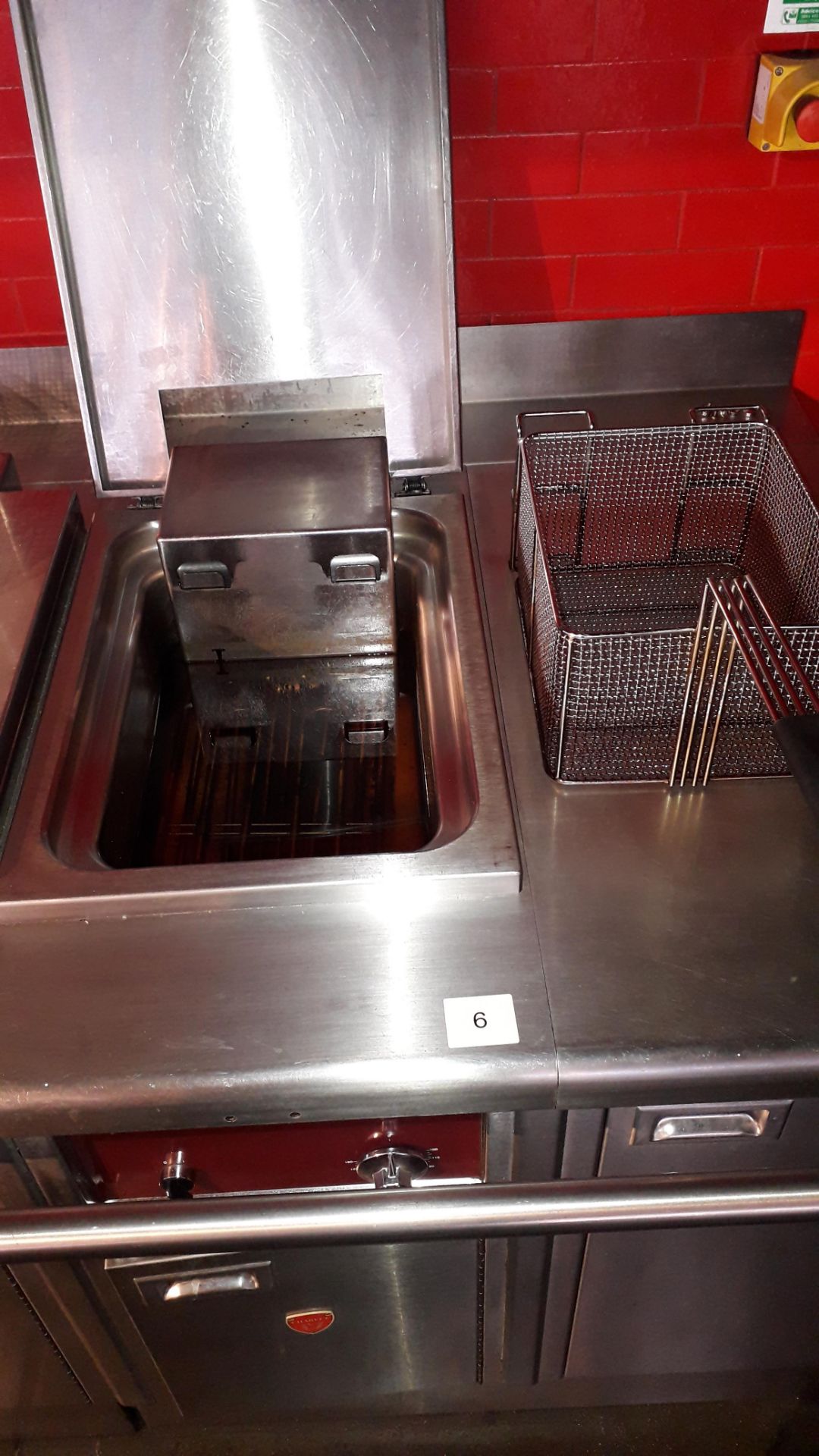 Charvet stainless steel 3 phase electric Deep Fat Fryer with work surface section, 425mm x 806mm. - Image 3 of 5