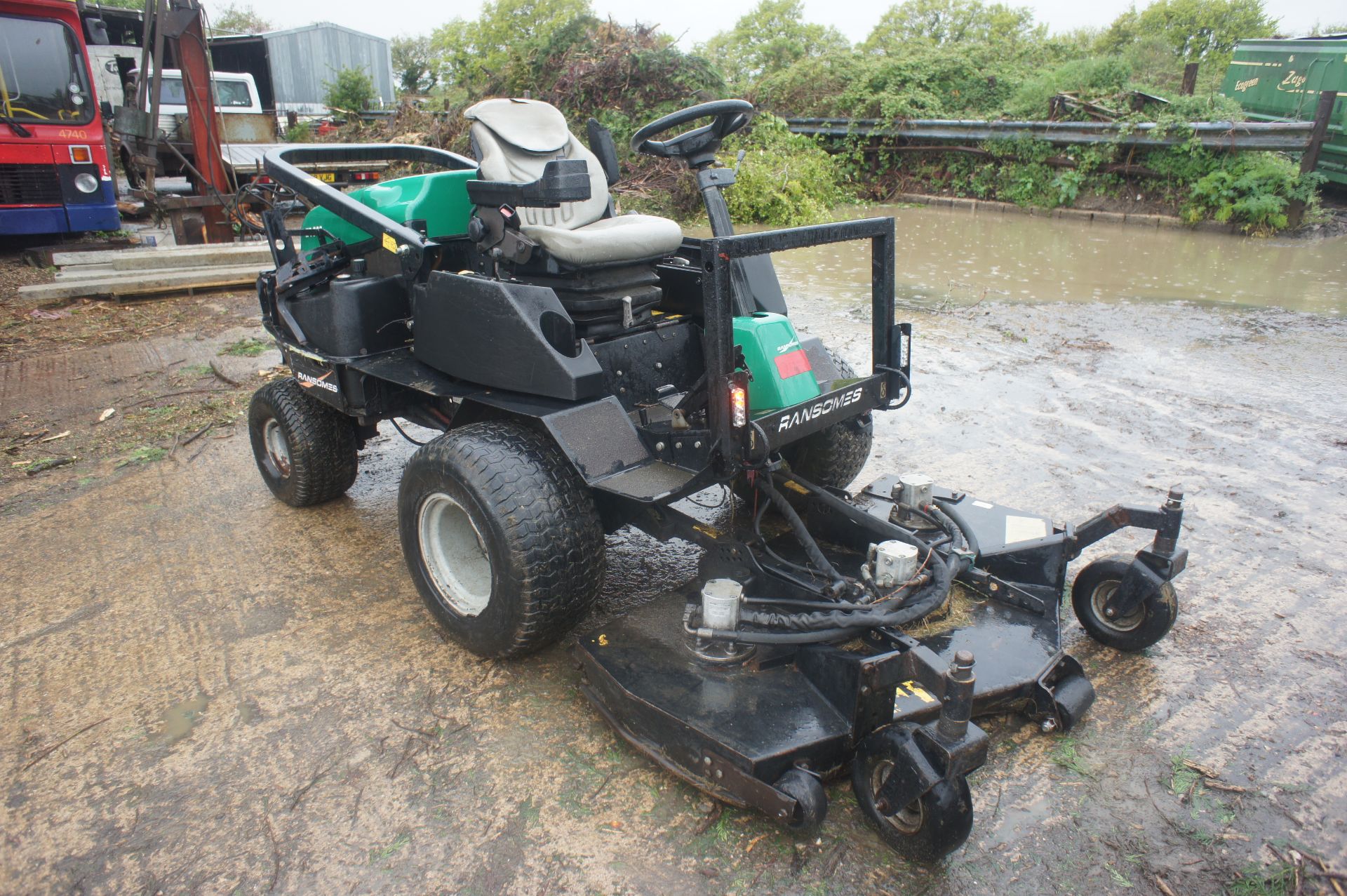 Ransomes HR300 Rotary Ride-On Mower, diesel engine, 60 in. cutting deck, ROPS bar, hazard led kit,