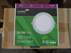 20 x Lumineux LED 15W Downlight 6000K 1180lm 200/240V White OEM Trade Price £300