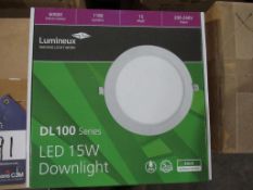 20 x Lumineux LED 15W Downlight 6000K 1180lm 200/240V White OEM Trade Price £300