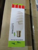 400 x Lumineux 9W Energy Saving Spiral SBC Base 4200K 230V OEM Trade Price £1199