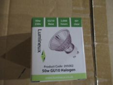 200 x Lumineux 50W GU10 Halogen OEM Trade Price £580