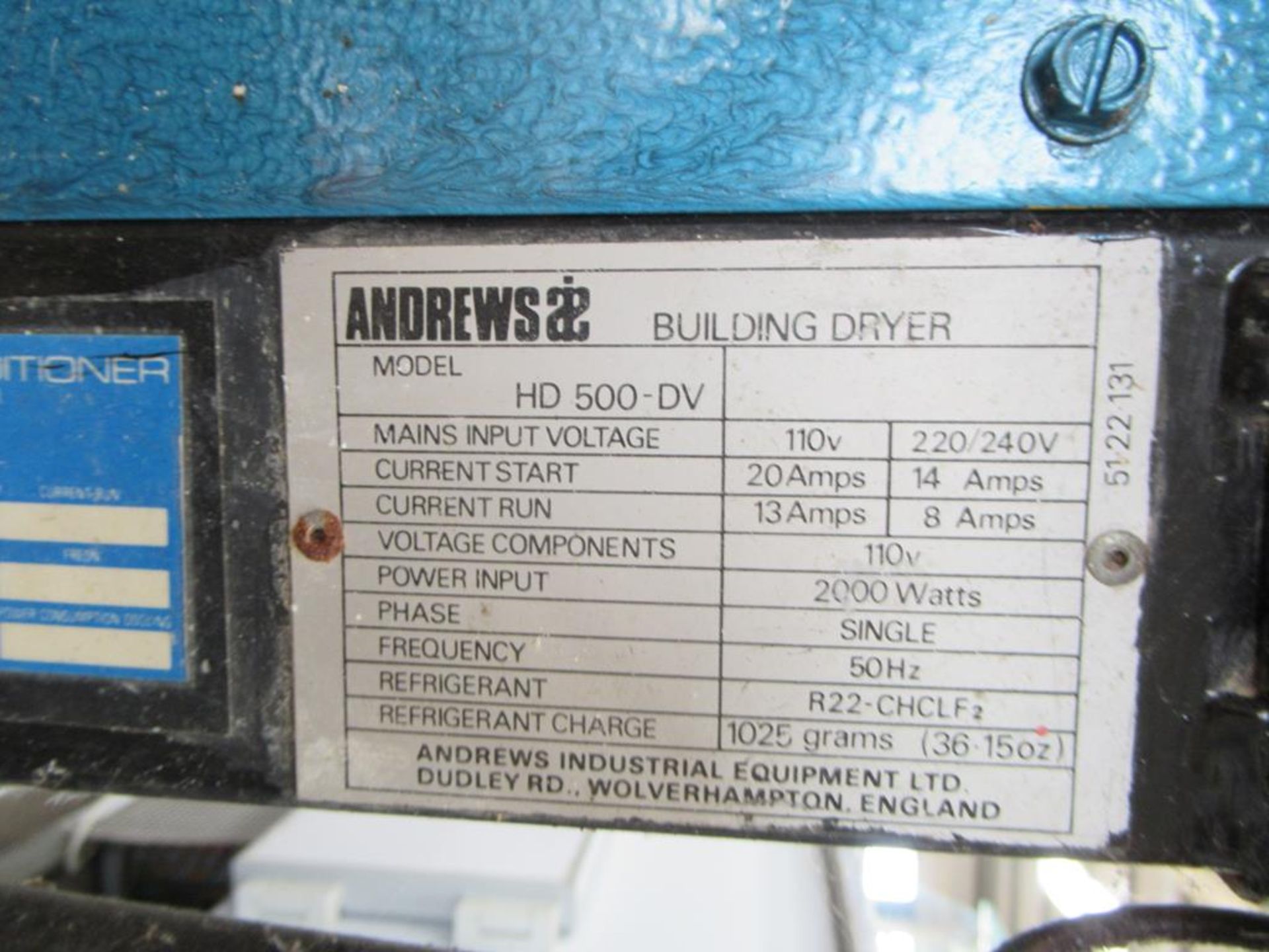 Andrews HD 500- DV Dehumidifier 110 Volts - Image 4 of 4