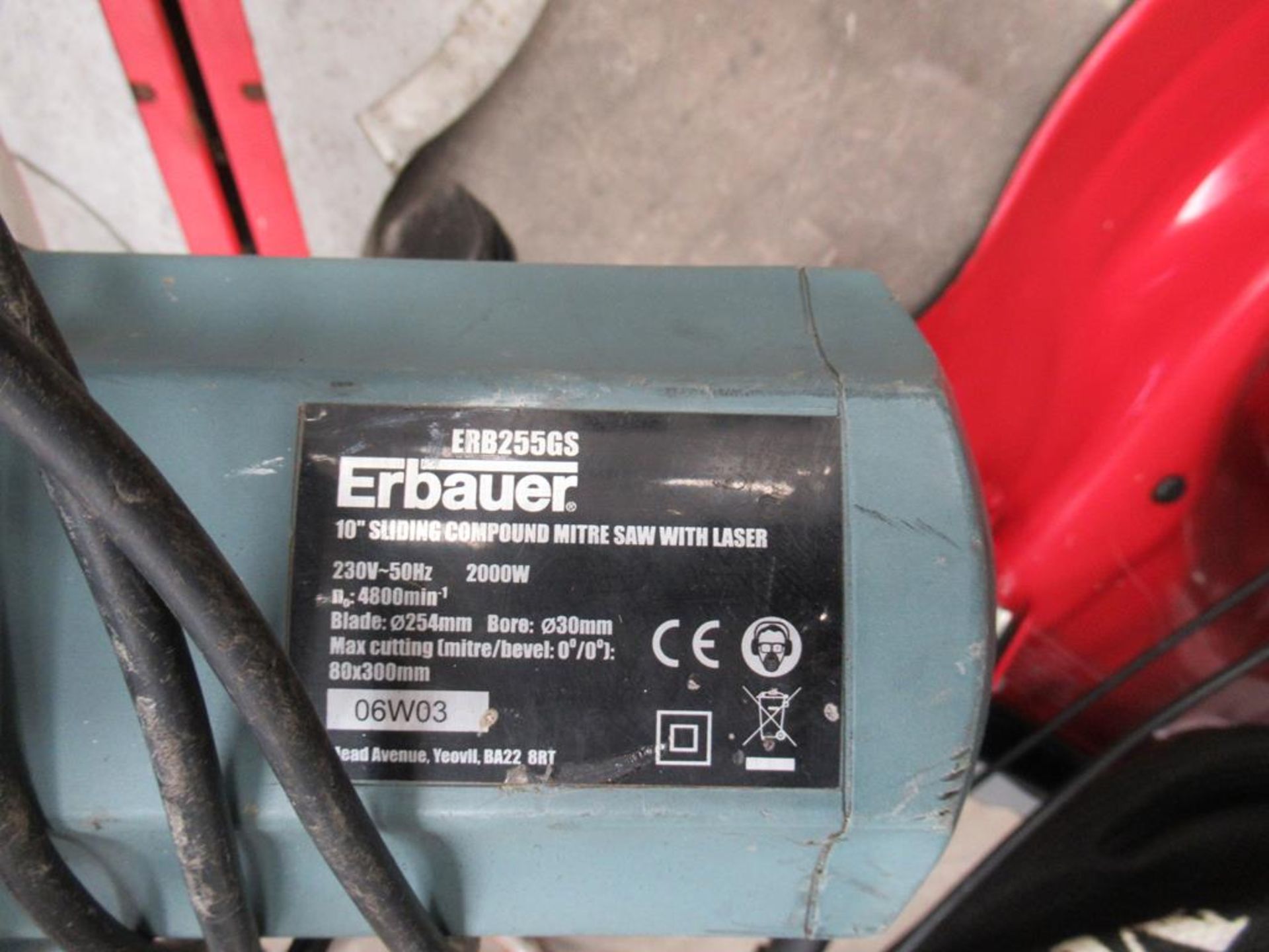 Erbauer ERB255GS 10" Sliding Compound Mitre Saw with Laser - Image 2 of 2