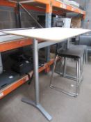High Office Bench/ Table, 2 x Chrome Framed Bar Chairs