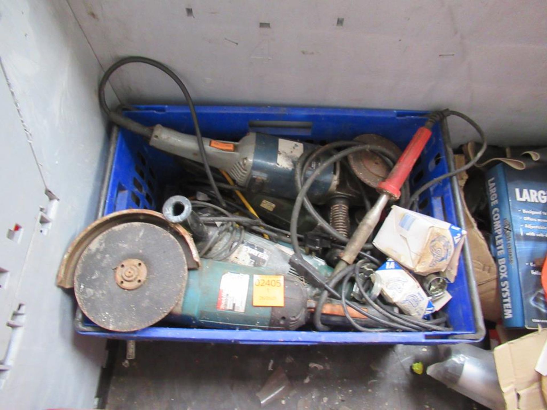 Stillage to contain Various Power Tools, Cutting Disks, Sockets, 2 x Manual Sheering sets etc - Image 2 of 4