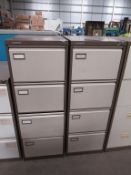 2 x Vickers Trimline four draw filing cabinets (no keys)
