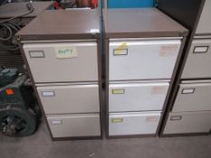 2 x Roneo Vickers three draw filing cabinets (no keys)