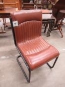 Two Brown Leather effect Rustic Chairs