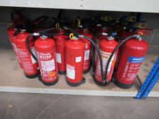 11 Various Full Fire Extingushiers and 5 Various Empty
