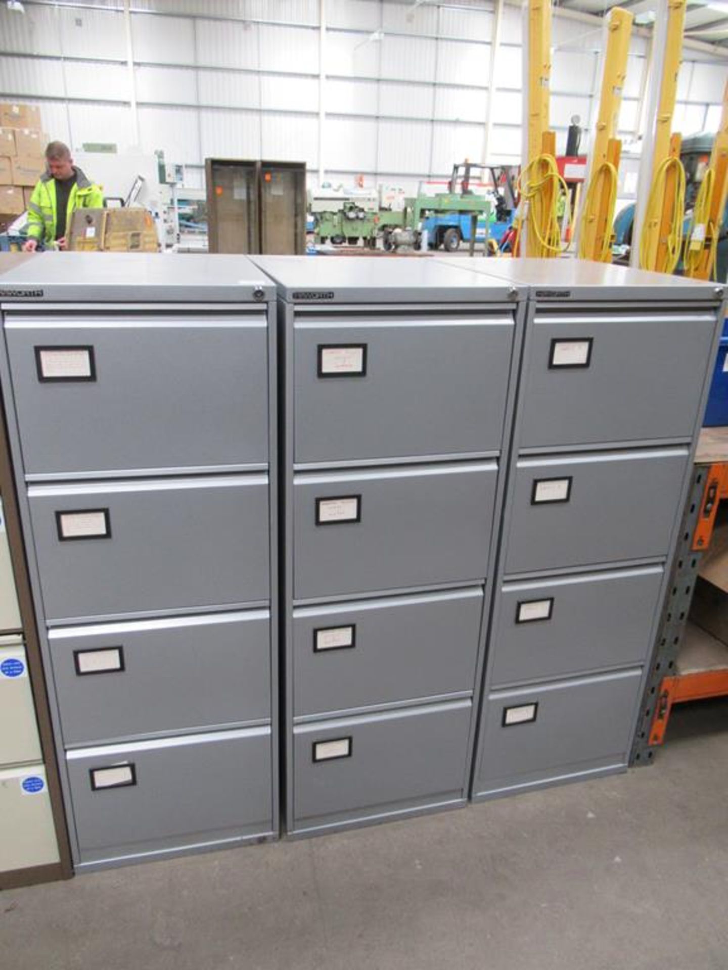 3 x Haworth four draw filing cabinets (no keys)