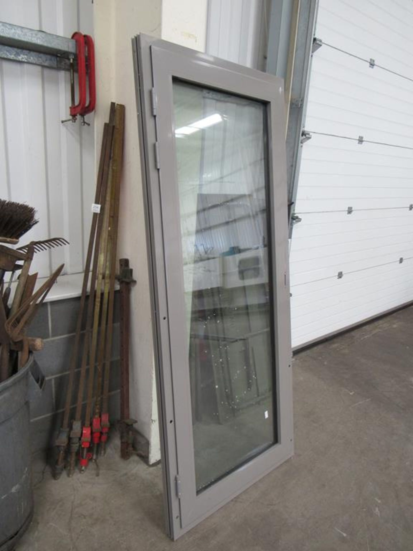 Pre-hung in frame, grey glazed balcony doors. - Image 6 of 8