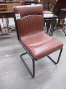 Two Brown Leather effect Rustic Chairs