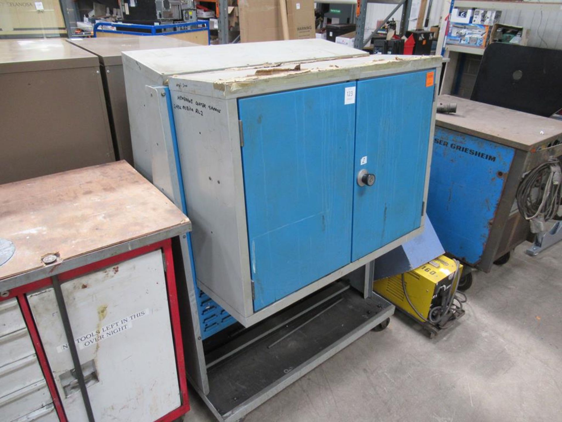 Double door double side mobile bin cabinet