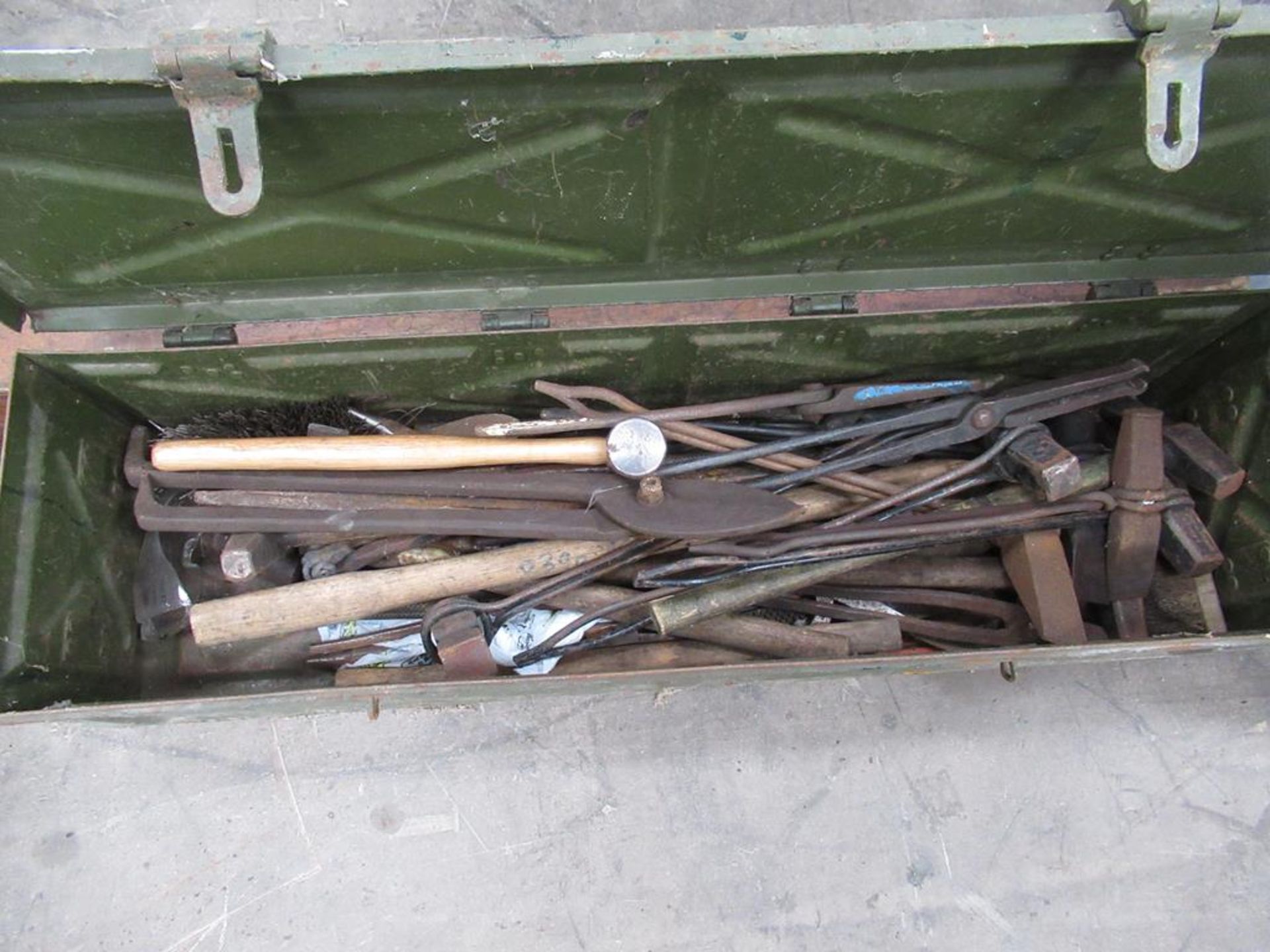 A Qty of Blacksmiths Tools in a Military Box and Measuring Tool in a Wooden Box - Image 3 of 6