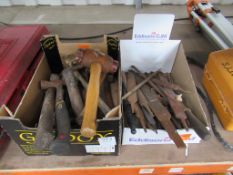 Boxes of hand tools including files and hammers