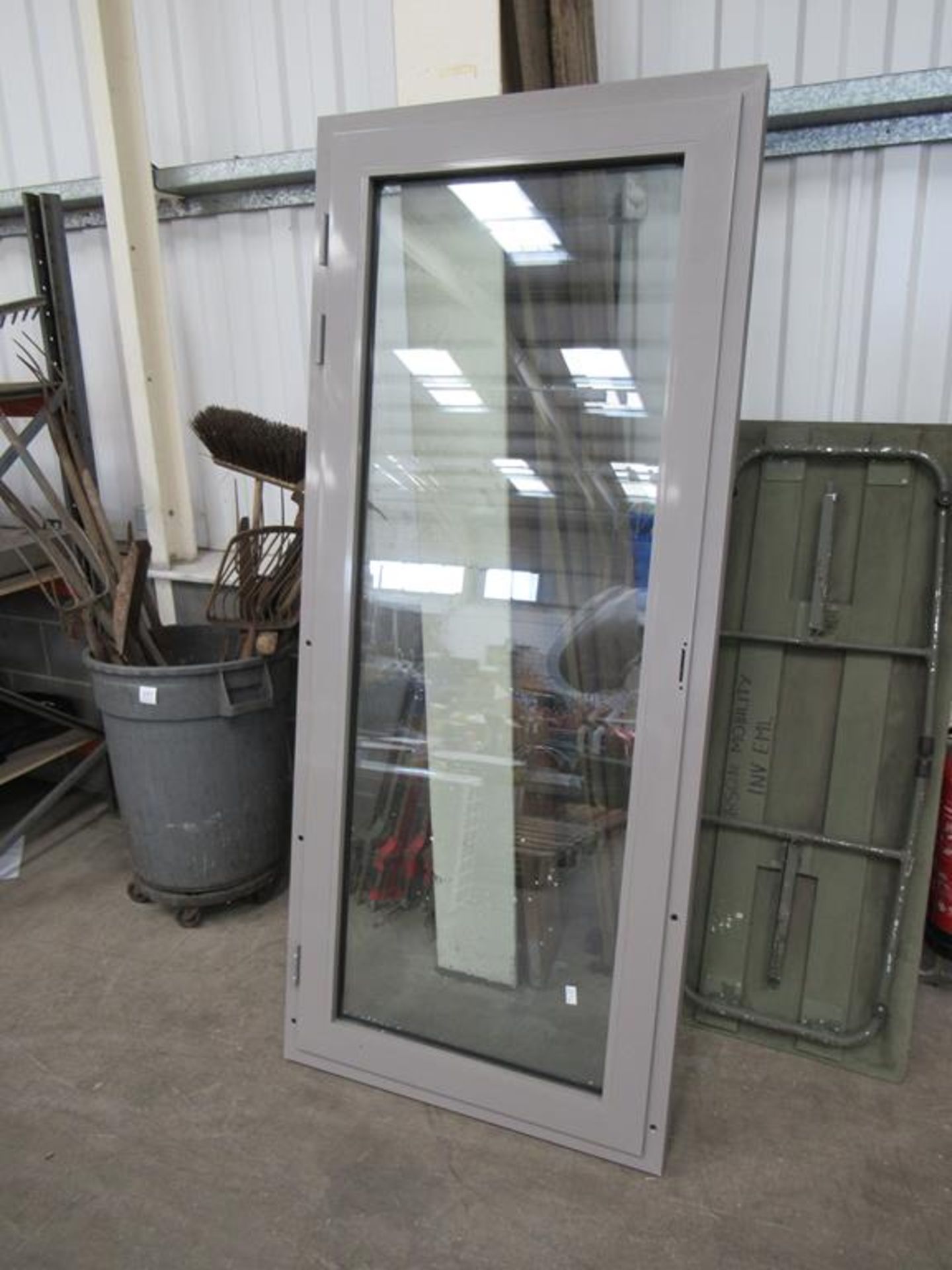 Pre-hung in frame, grey glazed balcony doors. - Image 2 of 8