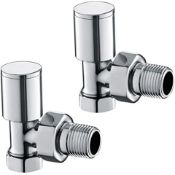 New & Boxed Chrome Heated Bathroom Towel Rail Radiator Valves Taps - 15mm Angled. These Stylish