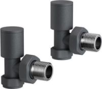 New & Boxed 15 mm Standard Connection Square Angled Anthracite Radiator Valves. Ra03A. Complies With