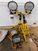 3 Various 110 Volt Site Lights, 2 Tripods and Fest