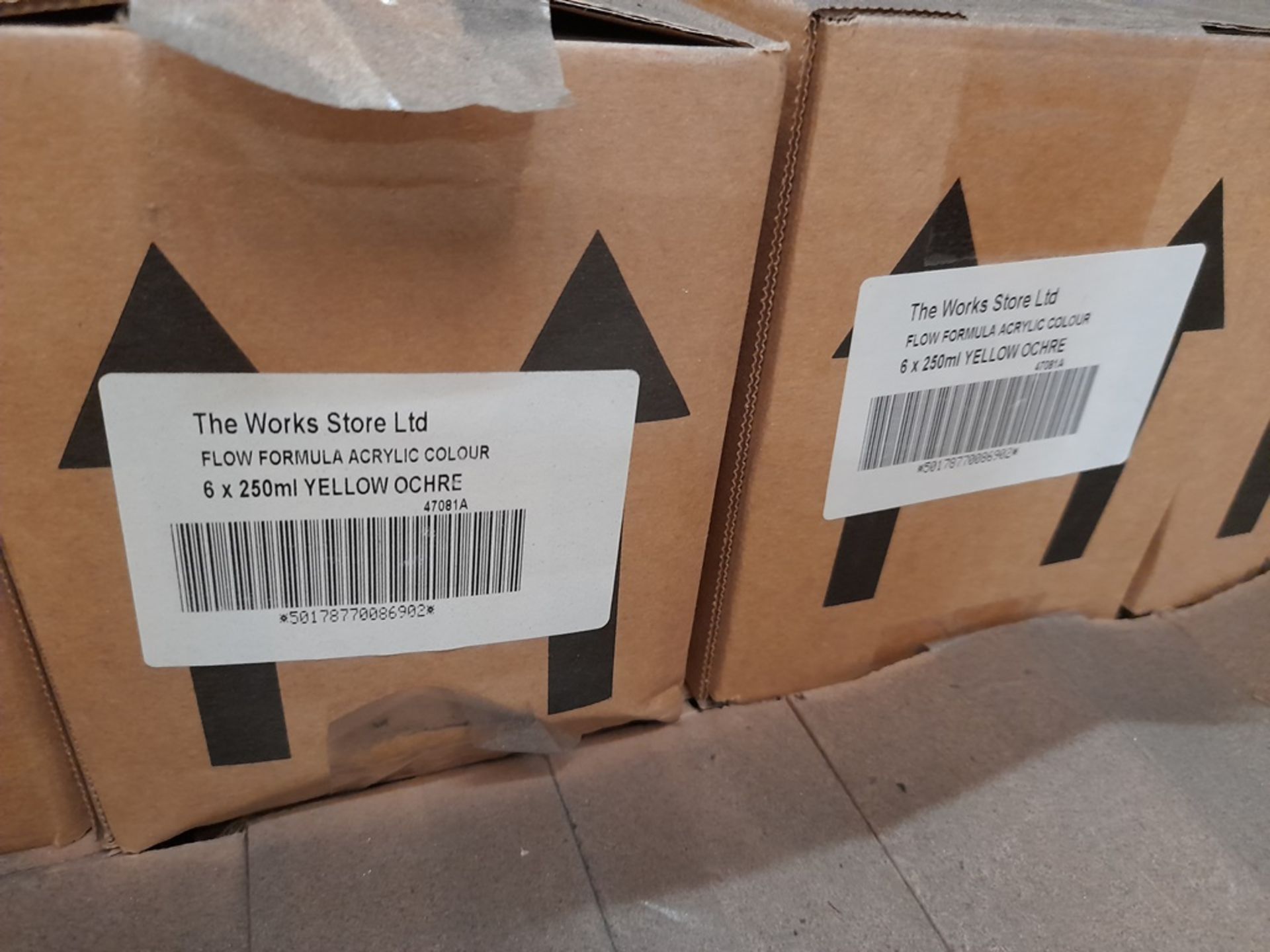 2 Pallets of The Works Store Flow Formula acrylic colour, 6 x 250ml per box, various colours - Image 3 of 8