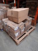 5 Pallets of cardboard cartons, plastic inserts, plastic spreaders & paint sets etc.