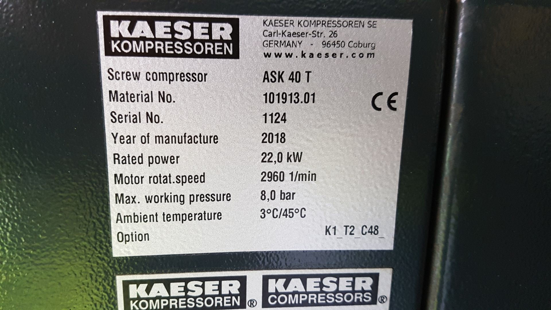 2 x Kaeser ASK Screw Compressors, Dryer & Tank - Image 9 of 10