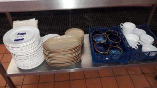 Quantity of crockery, glassware, S/S trays and ute