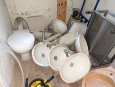 Assortment of vintage ceramic sinks & fittings