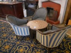 Granite Topped Melamine Table with Three Armchairs