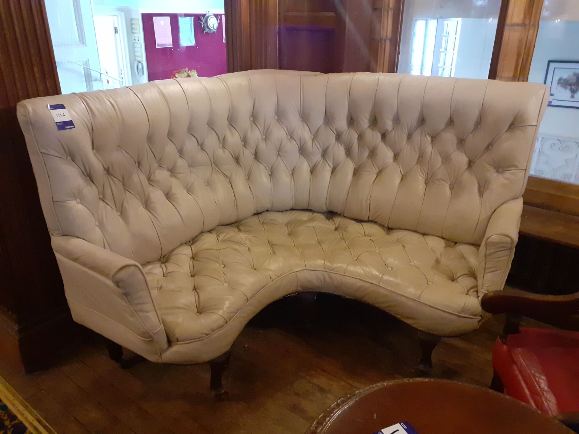 Late Victorian Corner Seat Unit, Ivory Buttoned Le